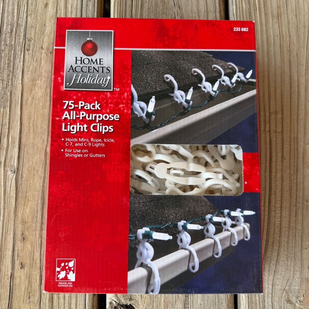 Home Accents Holiday All-Purpose Light Clips White 75-Pack Shingle Gutter 80195